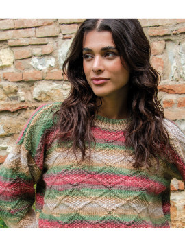 Modelo de camisola feita com a lã Ben fatto cor 773