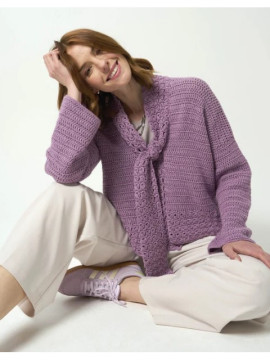Modelo de casaco tricotado com fio Anchor Creativa Cotton Wool cor 226