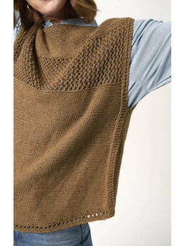 Camisolas sem manga executada em tricot com a cor 254 de Cotton Wool da Anchor