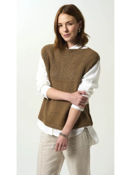 Camisolas sem manga executada em tricot com a cor 254 de Cotton Wool da Anchor