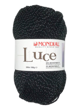 Novelo de 100gr de lã Luce da Mondial, cor 670 - Preto