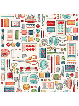 Tecido Motivos Costura-Coleção Sewing Room-Makower